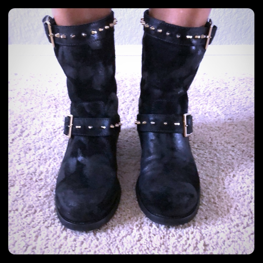 Jimmy Choo Black suede studded boots worn once.
